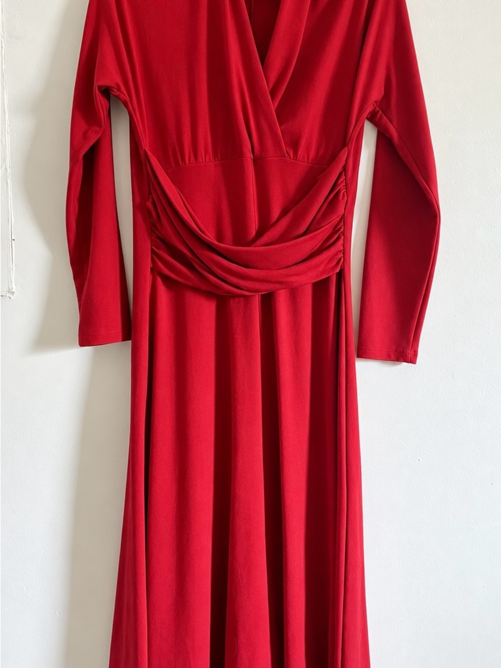 Cold water Creek Red Draped Waist Long-Sleeve Dress - Women